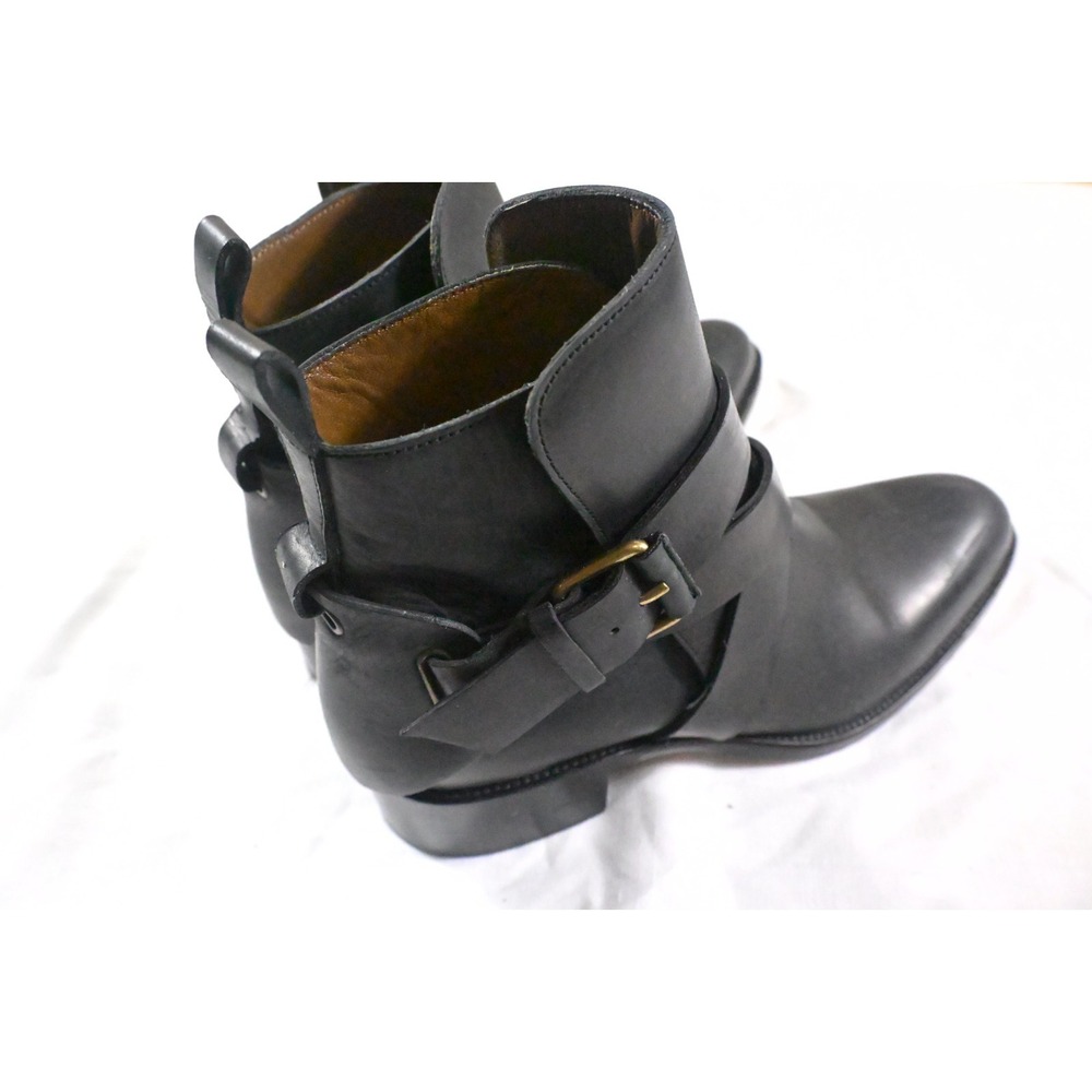 Sartore Paris Black Leather Criss Cross Strap Buckle Ankle Boots Sz 37.5 US 7.5 - Picture 6 of 12